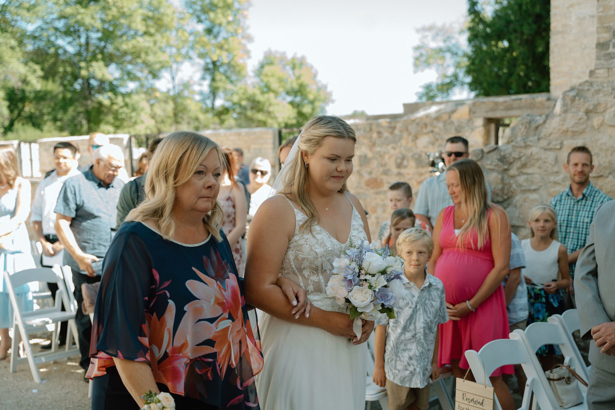 bride walking down aisle at the Trappist Monastery Provincial Heritage Park