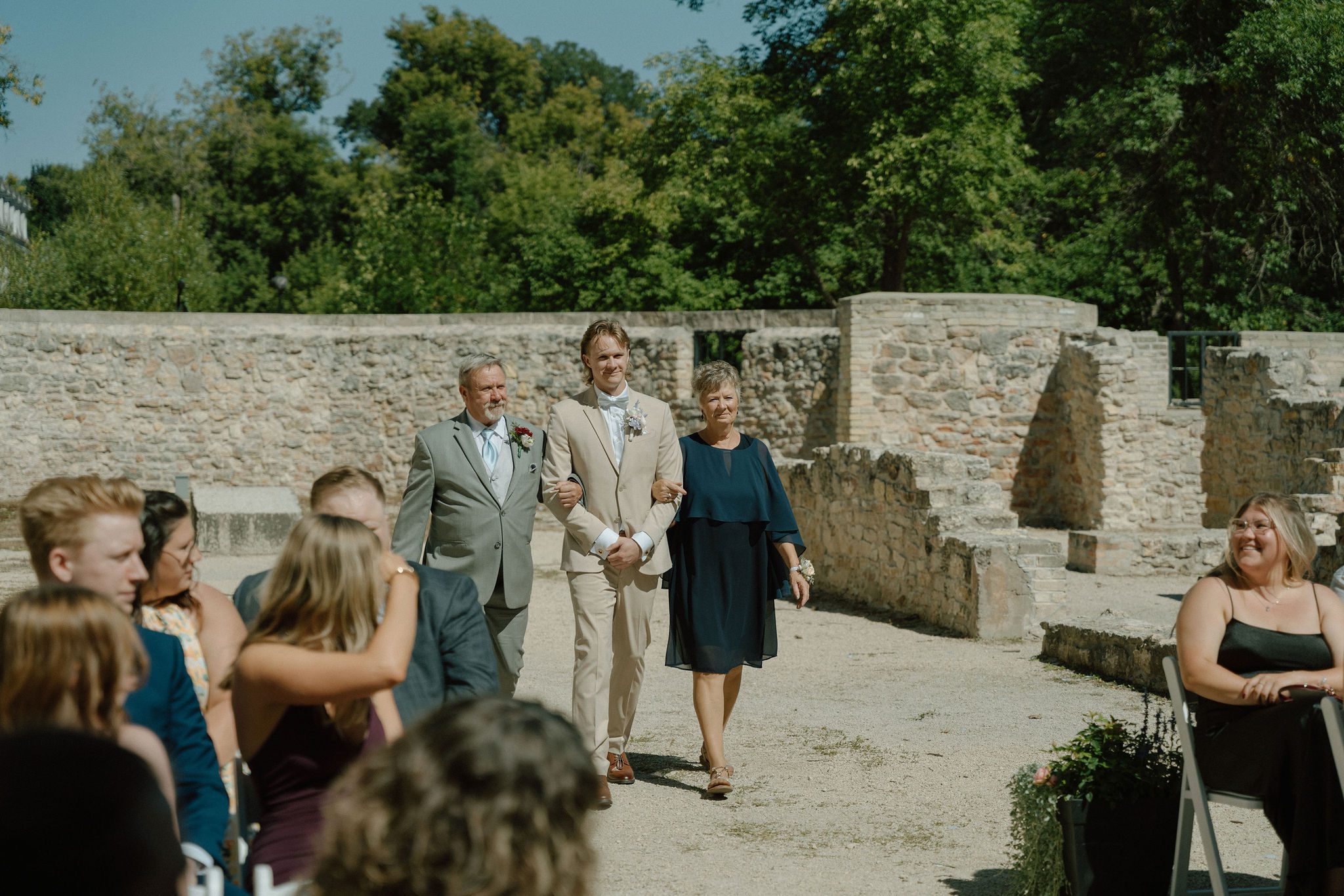 groom walking down aisle at the Trappist Monastery Provincial Heritage Park